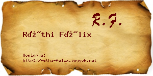 Réthi Félix névjegykártya